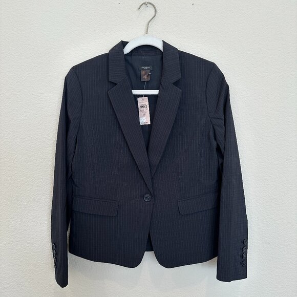 Ann Taylor Black Pinstripe Lined Jacket - Picture 1 of 5